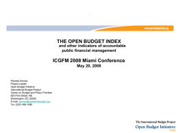 Open Budget Initiative 2006 International Budget Project