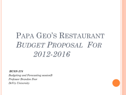 The Cutting Edge Budget Proposal 2011-2016