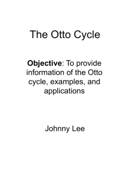 The Otto Cycle - University of Waterloo