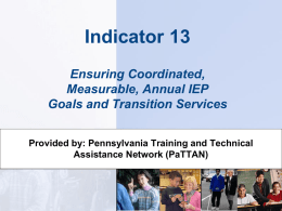 Ensuring Coordinated, Measurable IEP Goals and Transition