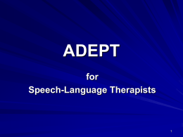 ADEPT for Speech Therapists Training