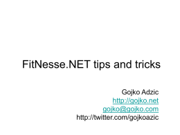 FitNesse.NET tips and tricks