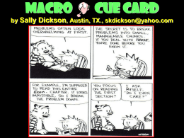 Macro cue card by Sally Dickson, Austin, TX., skdickson@
