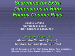 Searching for Extra Dimensions in High Energy Cosmic Rays