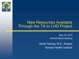 New Resources Available Through the TA to LHD Project