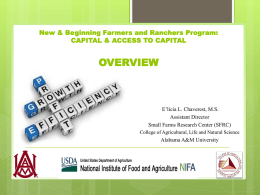 CAPITAL & ACCESS TO CAPITAL - Alabama Agricultural and