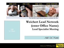 Weichert Lead Network Team Meeting May 2007
