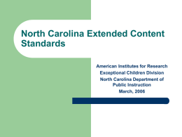 DPI - NC Extended Content Standards