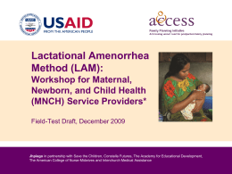 Lactational Amenorrhea Method (LAM) of Family Planning
