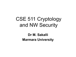 Introduction to Cryptology and NW Security