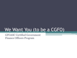GFOASC Certified Government Finance Officers Program