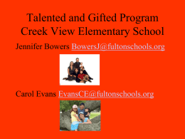 Creek View’s Talented and Gifted Program