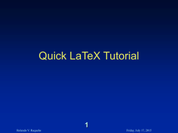 Quick LaTeX Tutorial - RIT CIS