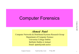 IPICS 2001 Investigative Computing Dr. Ahmed Patel