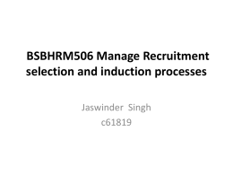 BSBHRM506 Manage Recruitment selection and induction processes