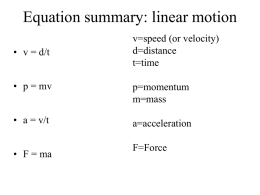 Equation summary