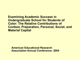 Examining Academic Succes in Undergraduate School for