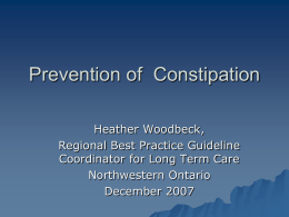 RNAO Best Practice Guideline - Prevention of Constipation