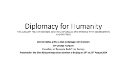 Diplomacy for Humanity NATIONAL SOCIETY A