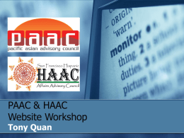 PAAC & HAAC Website Workshop