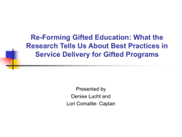 Research-Based “Essentials” of Gifted Education Services