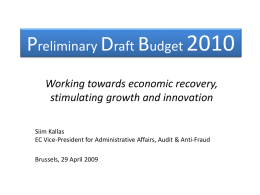 Preliminary Draft Budget 2010