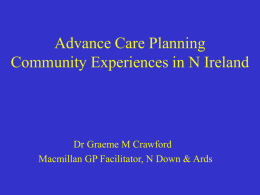 Advance Care Planning Community Experiences in N Ireland