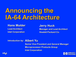 IA-64 Architecture Innovations - IUMA