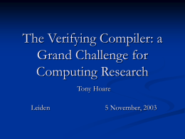 The Verifying Compiler: a Grand Challenge for Computing