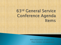 63rd General Service Conference Agenda Items