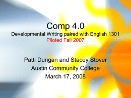Comp 4.0 Developmental Writing paired with English 1303