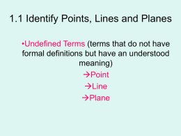 1.1 Identify Points, Lines and Planes