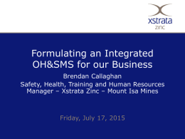 Formulating an Integrated OH&SMS for Our Business