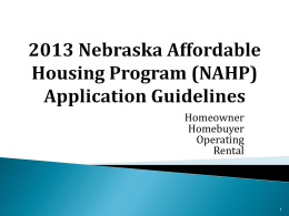 2013 Nebraska Affordable Housing Program (NAHP