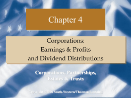 Chapter 4 -Corporations: Earnings & Profits & Dividend Distr.