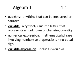 Algebra 1 1.1