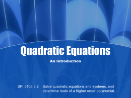 Quadratic Equations - Deerfield Community School District