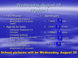 Wednesday, August 18 Pre