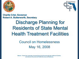 Discharge Planning for Residents of State Mental Health