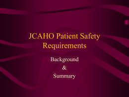 JCAHO Patient Safety Requirements