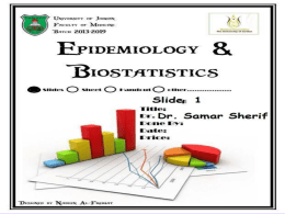 Epidemiology of Non-Communicable Diseases