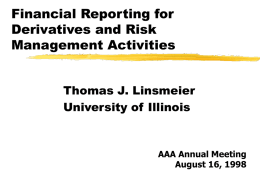 Financial Reporting for Derivatives and Risk Management