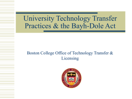 University Technology Transfer Practices & the Bayh