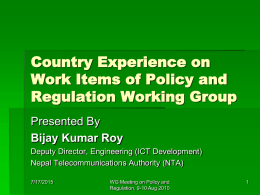 Policy and Regulation (WG Meeting)
