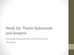 Week Six: Thesis Statements and Analysis