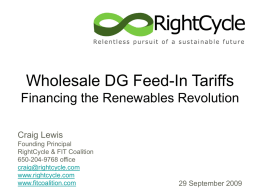 WDG FITs – Financing the Renewables Revolution Today