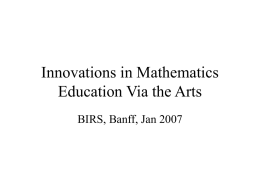 Innovations in Mathematics Education via the Arts