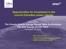 Opportunities for Investment in Canadian Power Market
