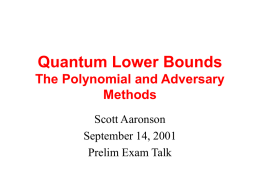 Quantum Lower Bounds The Polynomial and Adversary Methods