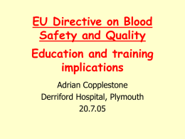 EU Directive on Blood Safety and Quality Education and